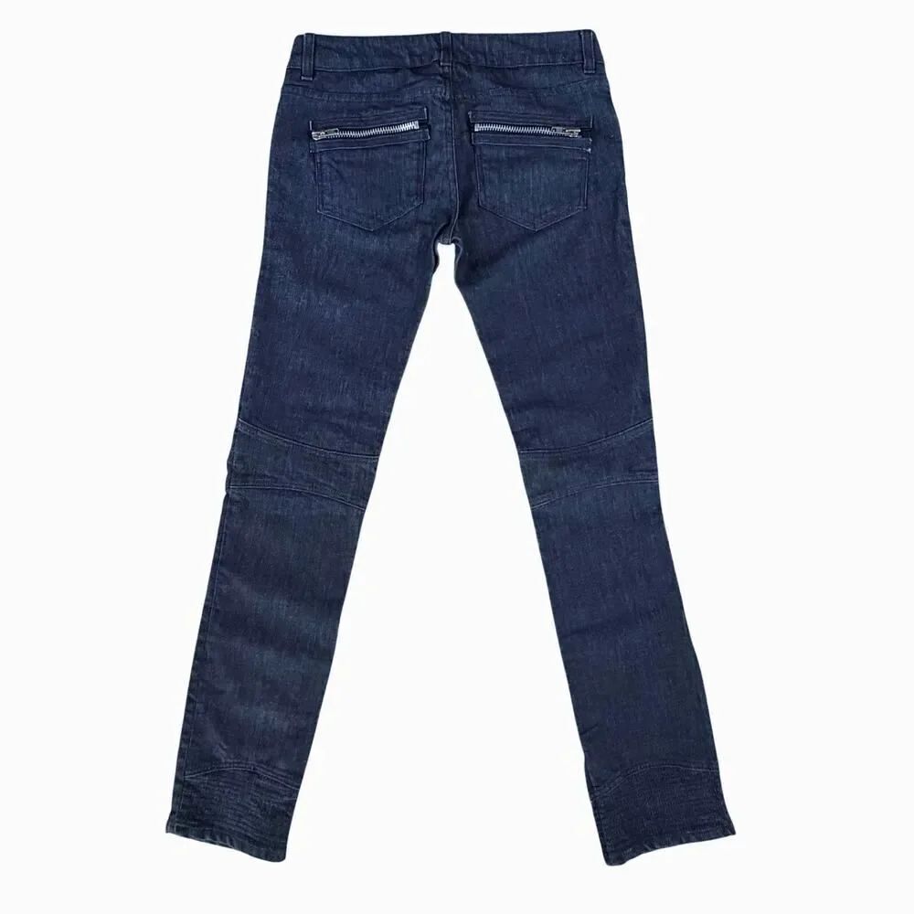 Rockstar Sushi Women's Moto Jeans Dark Denim Chunky Zippers Ankle Zip USA Sz 31